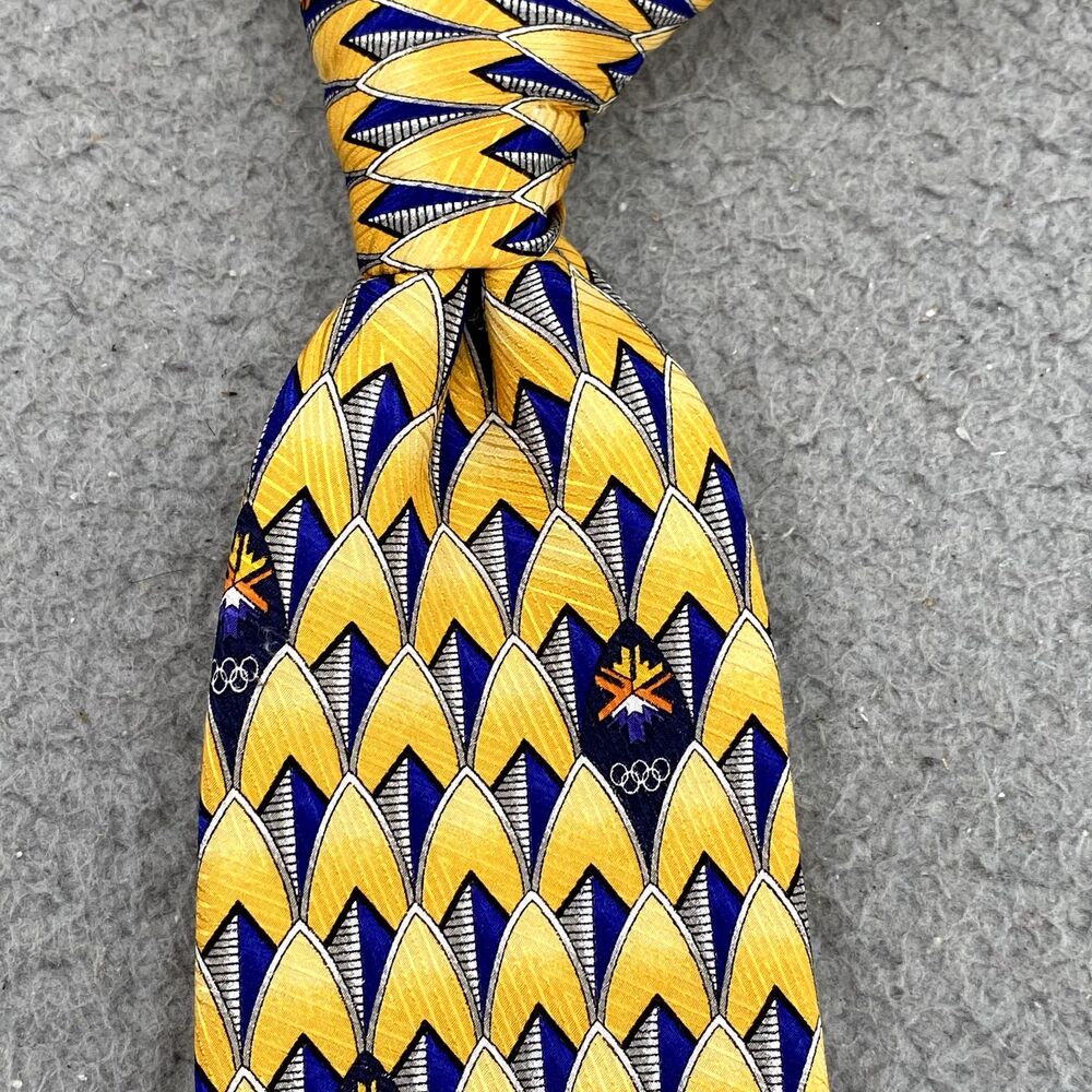 VTG Robert Talbott Men Silk Necktie Salt Lake 2002 Olympic Torch Corpcore Formal - Picture 2 of 8